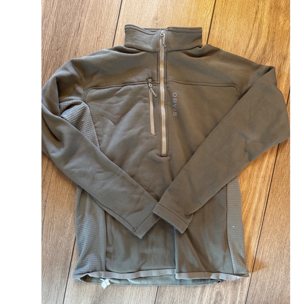 Orvis PRO Mens Half-Zip Polartec Grid Fleece Pullover Olive Green Size M 2SGN